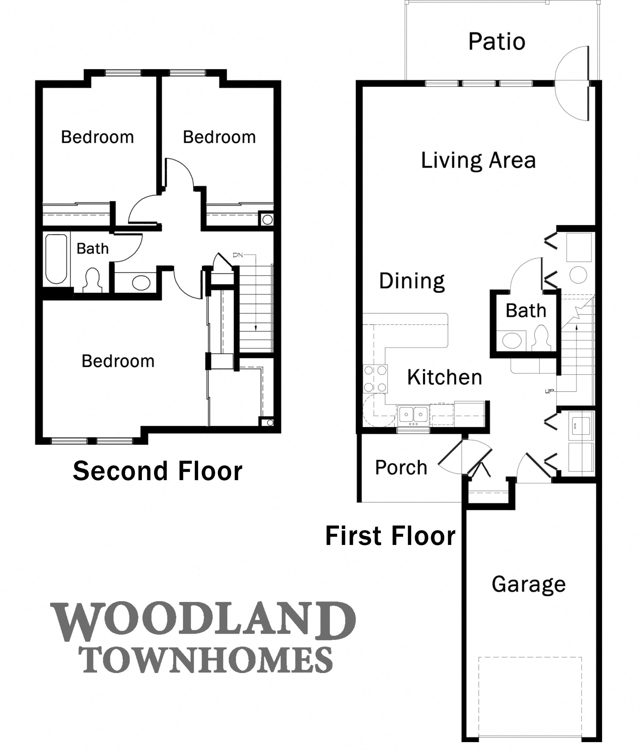 Floor plan for 3 beds, 2 baths, 1502 sqft